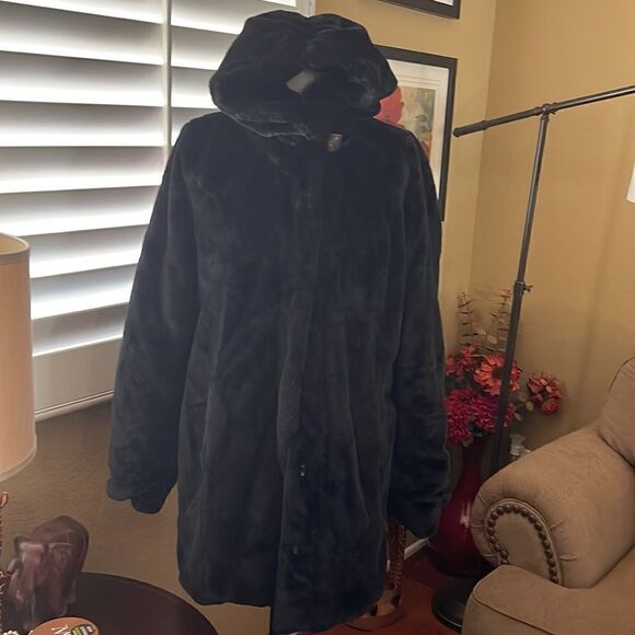 Dennis by Dennis Basso Reversible Faux Fur Coat, SZ XS - Picture 10 of 12